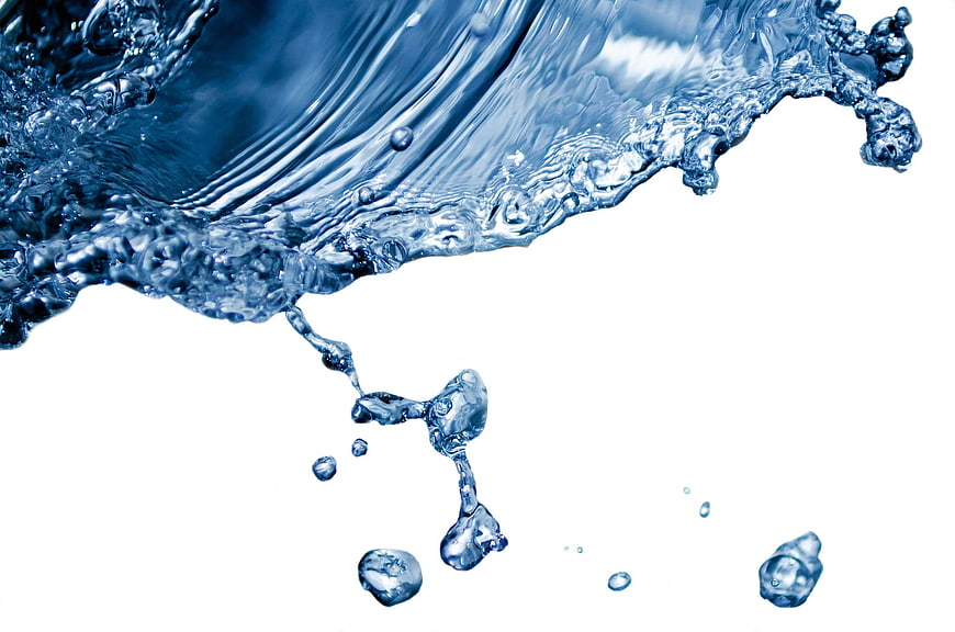 Dynamic Blue Water Splash on White Background