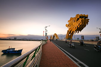 Dragon Bridge Danang Vietnam Sunset Urban Landscape