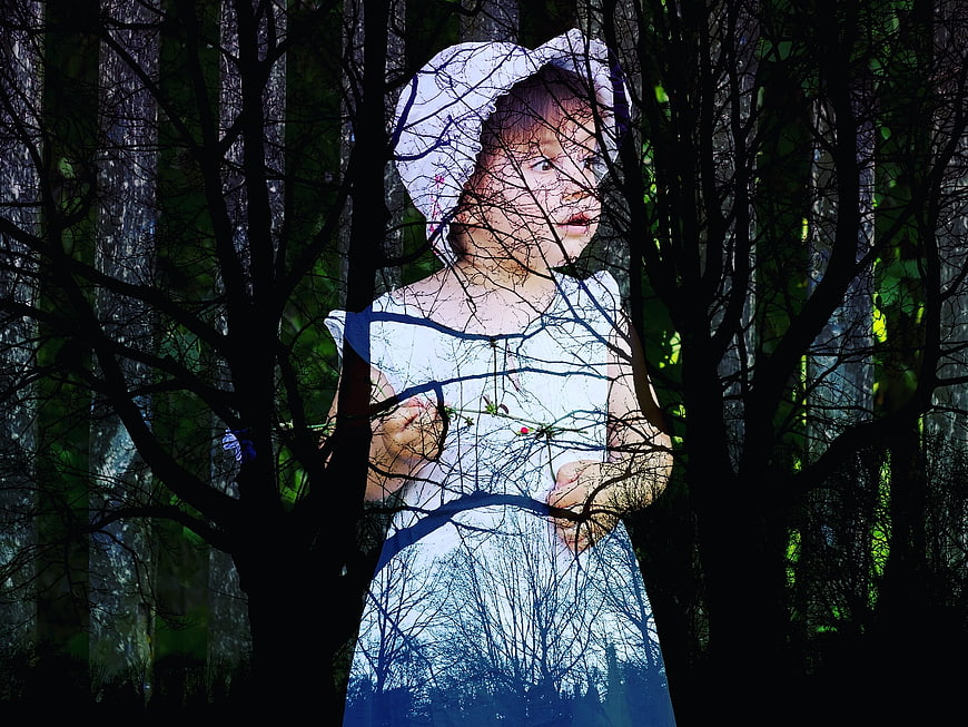 Double Exposure Portrait of Girl in Forest