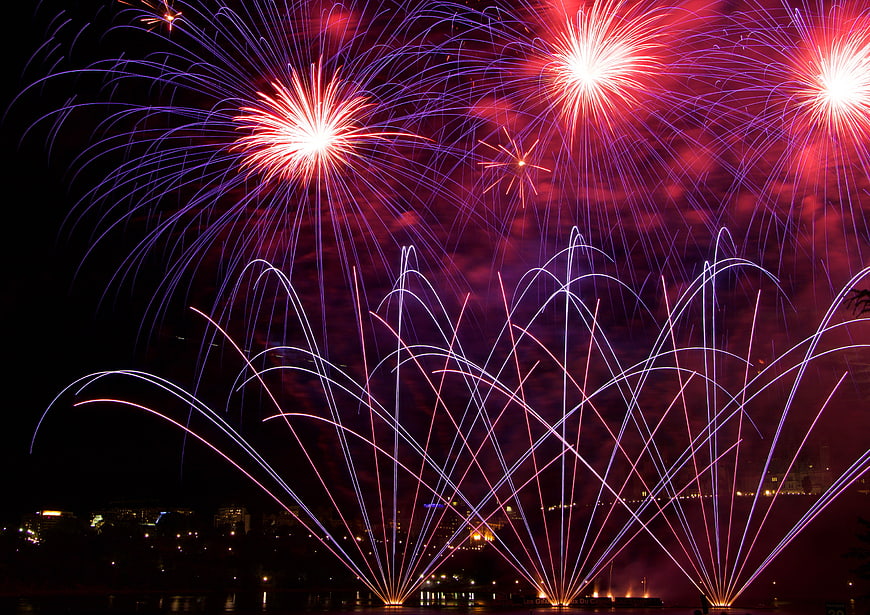 Vibrant Fireworks Display Over Night Sky