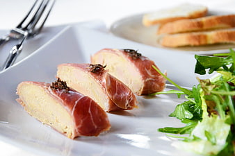Gourmet Foie Gras Slices With Truffle And Fresh Salad