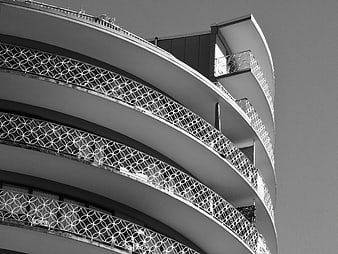 Black and white curved modern apartment balconies architecture
