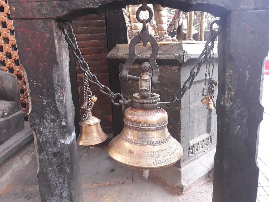 Traditional Brass Temple Bell Hanging in Nepal
