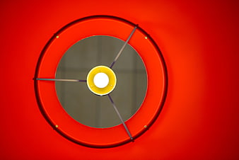 Modern Red Circular Pendant Light with Yellow Center