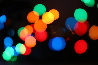 Colorful Bokeh Lights on Black Background