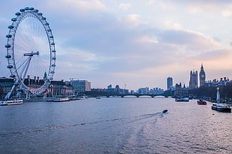London Eye and Big Ben skyline at dusk