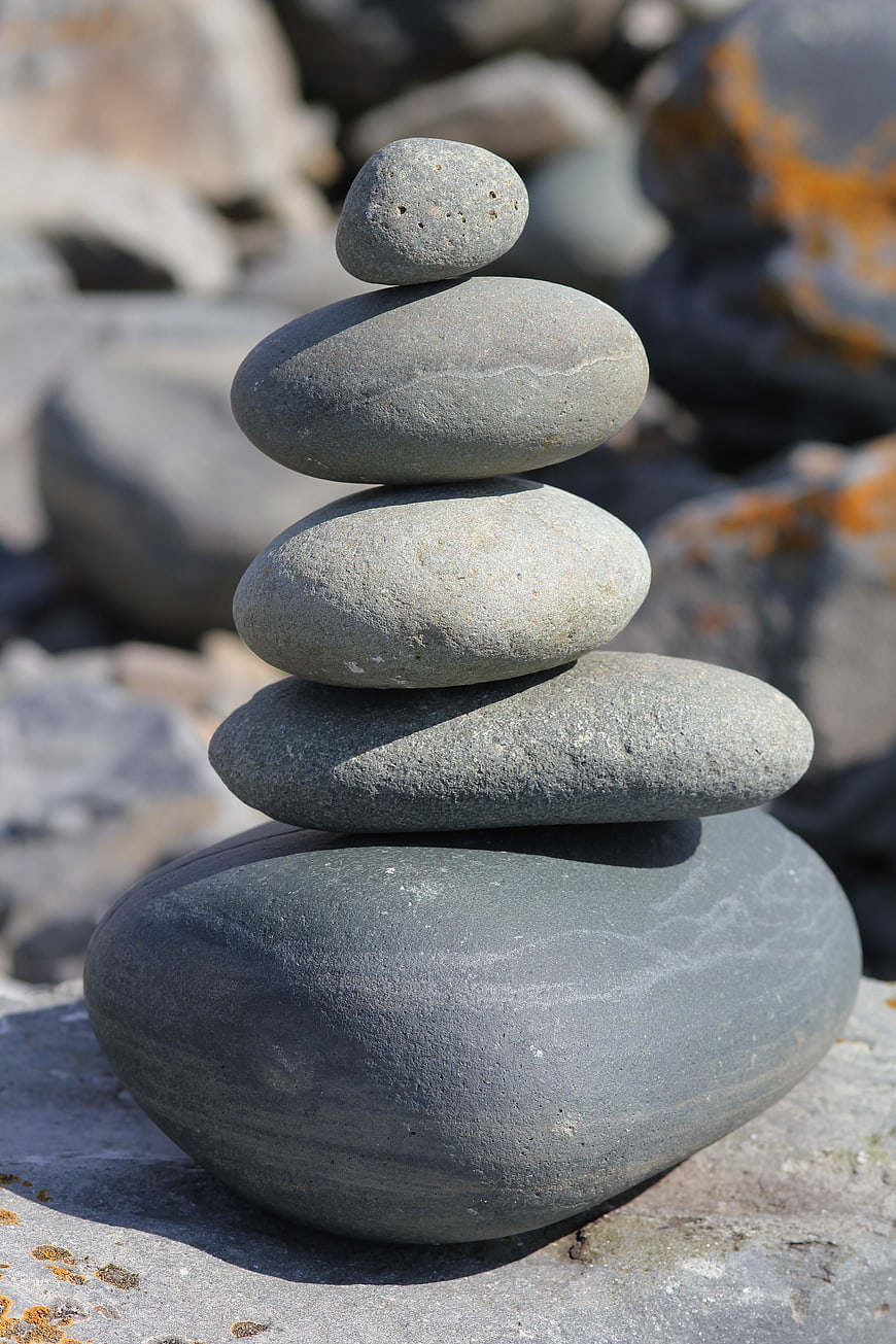 Stacked Smooth Gray Beach Pebbles Zen Balance