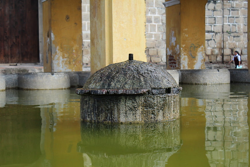 Ancient stone fountain in Antigua Guatemala water source