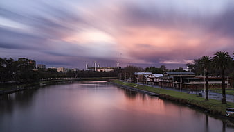 Long Exposure Yarra River Sunset Melbourne Skyline