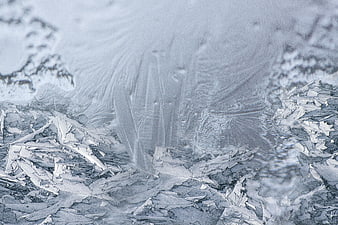 Macro Close-Up of Intricate Ice Crystals and Frost Patterns