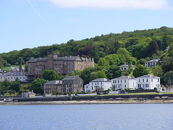 Coastal View of Rothesay Town and Historic Hotel on Isle of Bute, Scotland