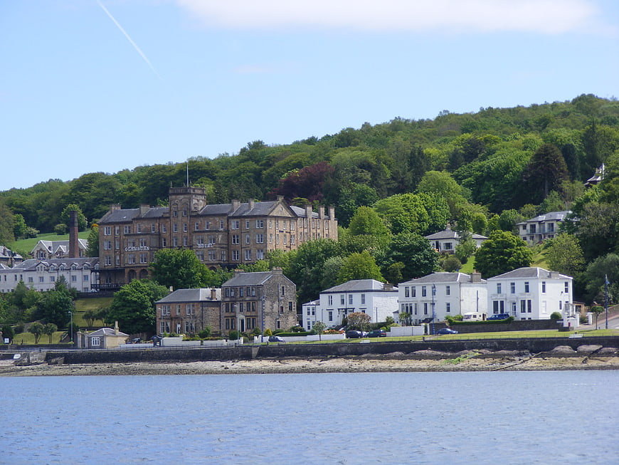 Coastal View of Rothesay Town and Historic Hotel on Isle of Bute, Scotland