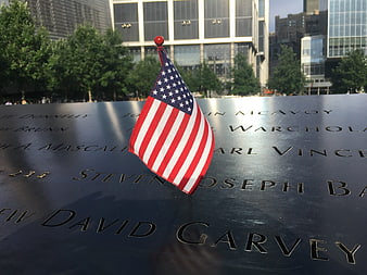 American Flag on 9/11 Memorial Reflecting Pool