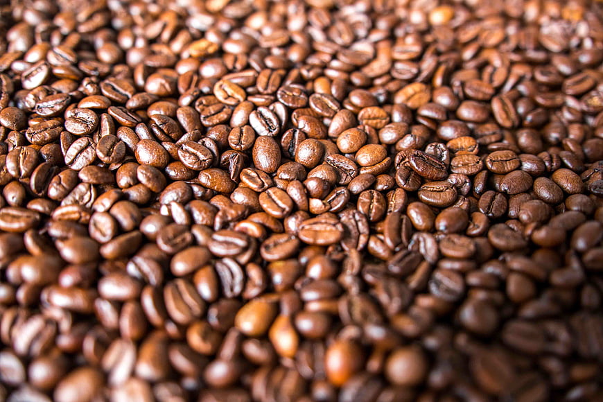 Close-up of roasted coffee beans texture background
