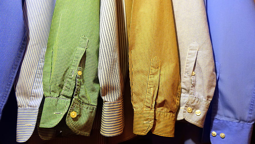 Colorful Men's Dress Shirts Hanging on a Rack