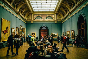 Visitors in the Sackler Room Art Gallery Interior