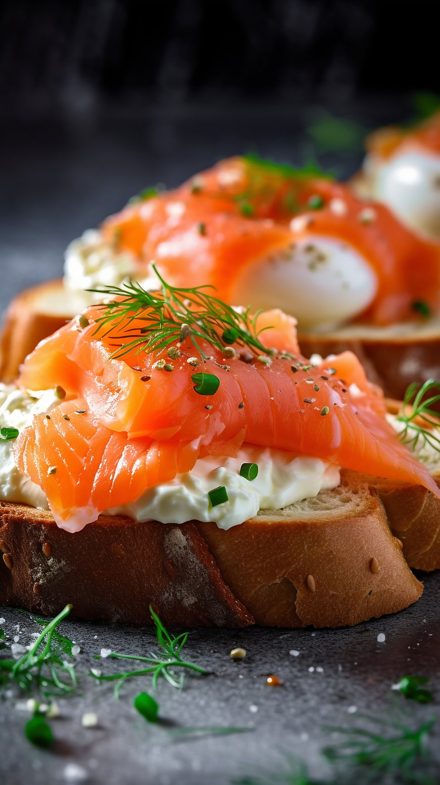Smoked Salmon Bruschetta with Cream Cheese and Dill