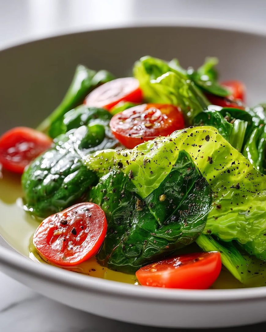 Fresh Spinach and Tomato Salad with Olive Oil and Pepper