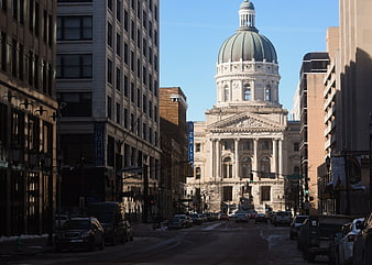 City Street View Leading to Grand Capitol Building Dome