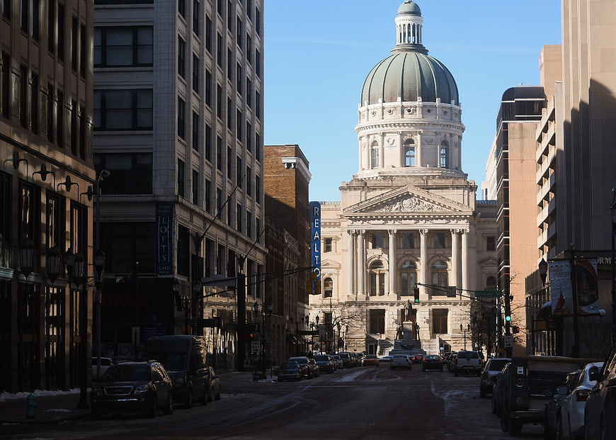 City Street View Leading to Grand Capitol Building Dome