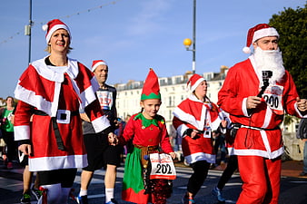 Family Running Santa Fun Run Charity Event