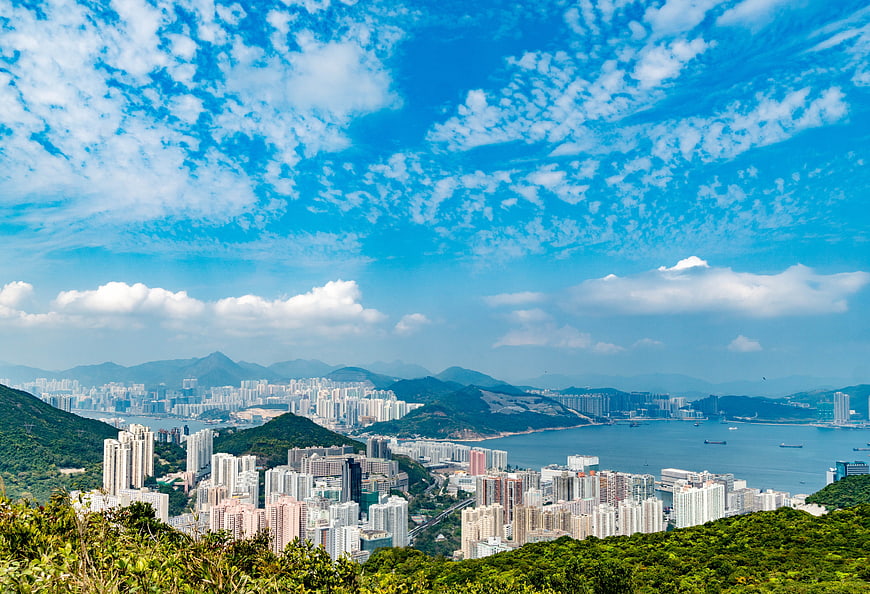 Panoramic View of Hong Kong City Skyline and Harbor