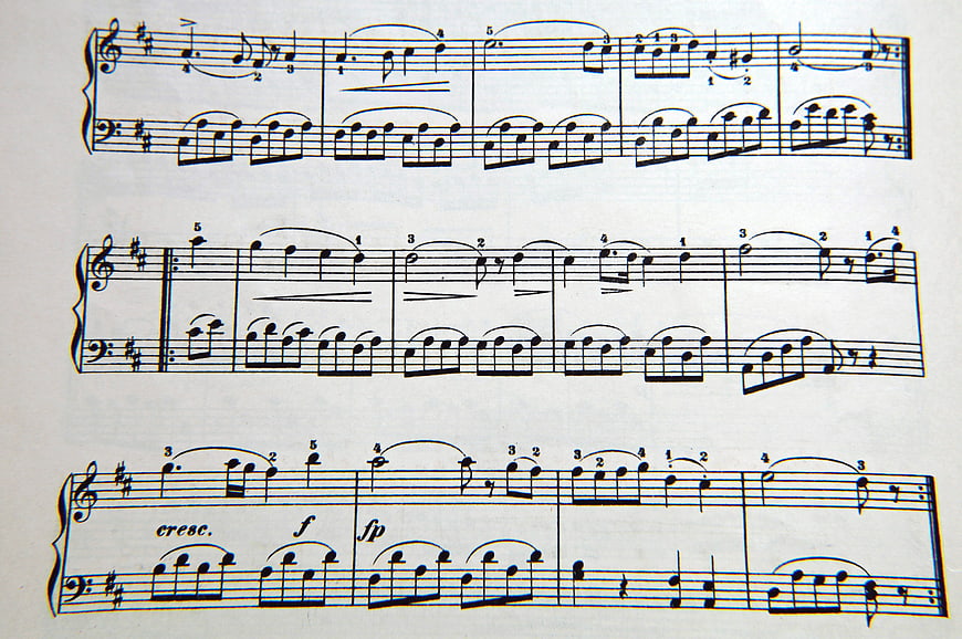 Handwritten Piano Sheet Music Score on White Paper