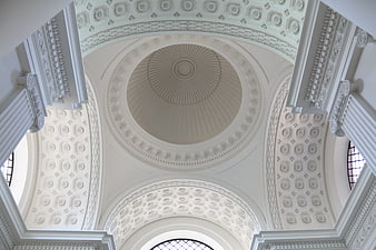 Low Angle View of Ornate White Architectural Dome Interior