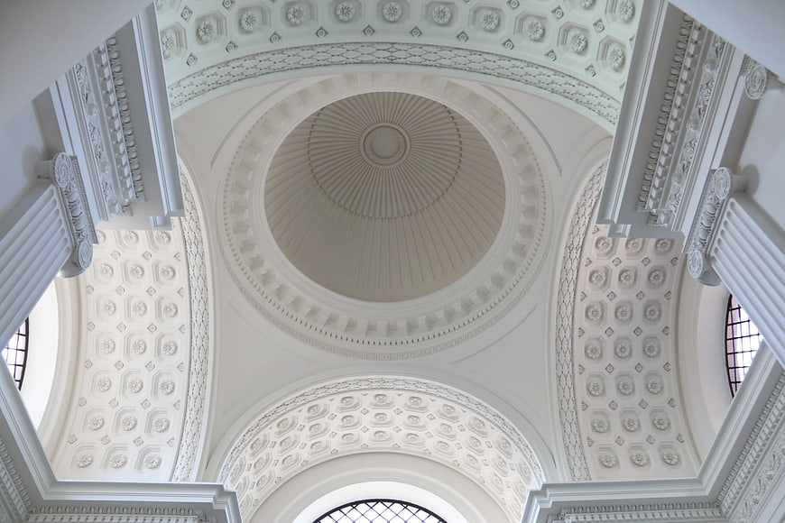 Low Angle View of Ornate White Architectural Dome Interior
