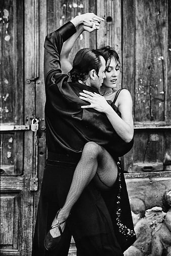 Passionate Tango Dancers in Black and White