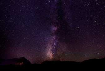 Milky Way Galaxy Over Silhouetted Mountain Range at Night
