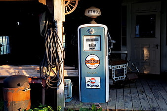Vintage Ethel Gas Pump In Abandoned Rustic Barn Setting