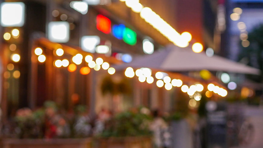 Blurred Night Street Scene with Bokeh Lights