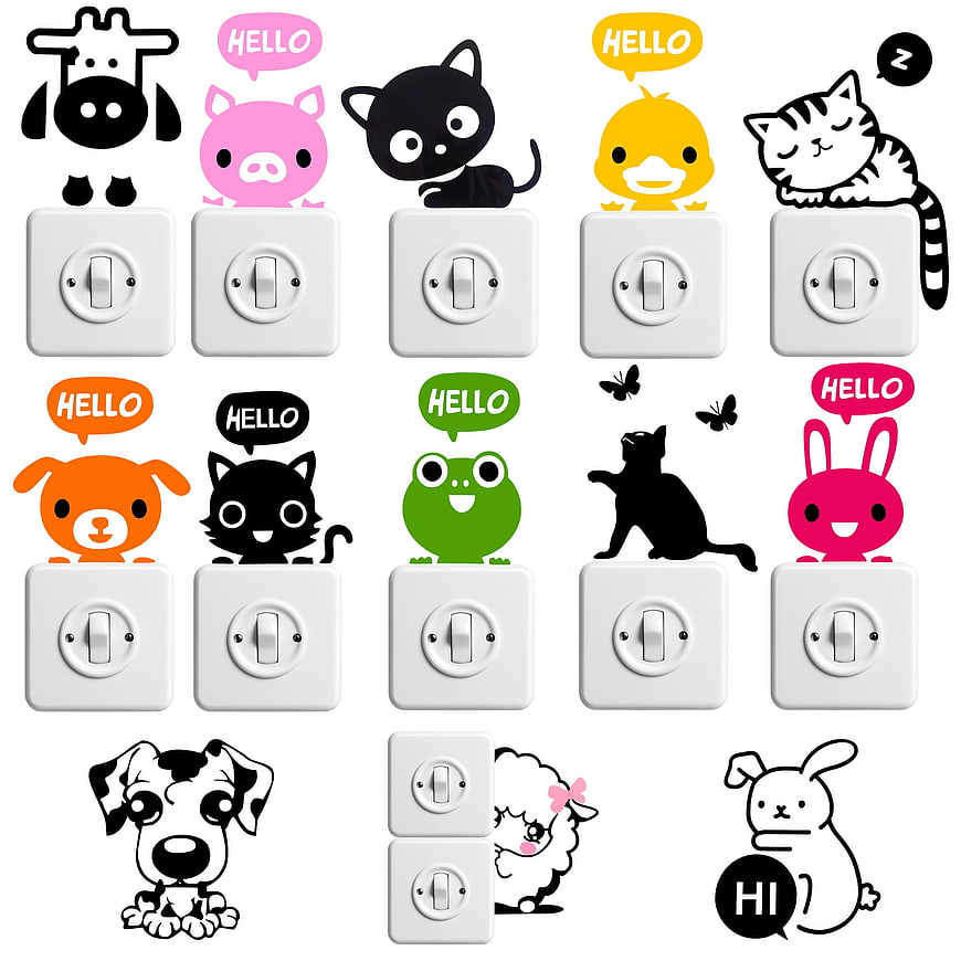 Cute Animal Light Switch Stickers for Kids Room Decor