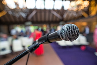 Close-up of microphone at wedding ceremony venue