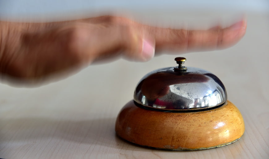Hand Pressing Vintage Hotel Service Bell