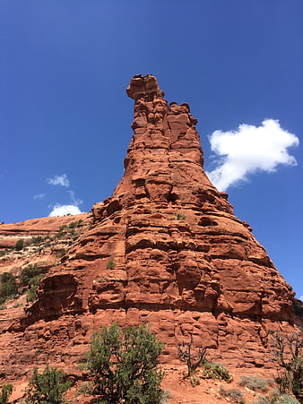 Towering Red Rock Spire in Sedona Arizona Landscape