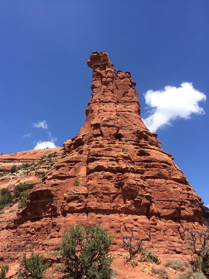 Towering Red Rock Spire in Sedona Arizona Landscape