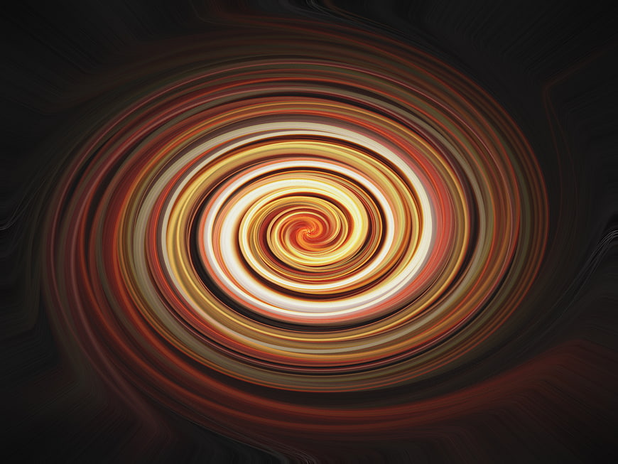 Abstract Swirling Spiral Pattern in Warm Orange and Yellow Tones
