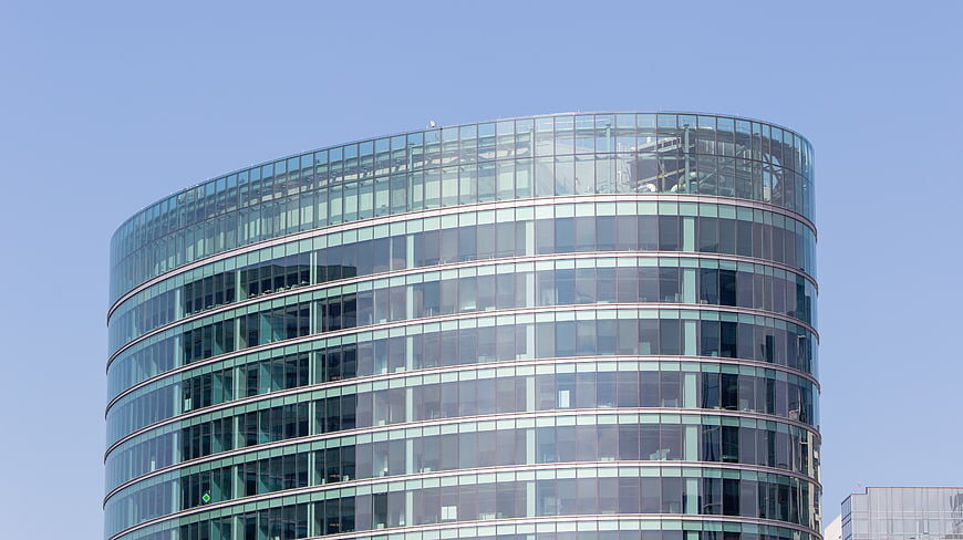 Modern Curved Glass Office Building Exterior