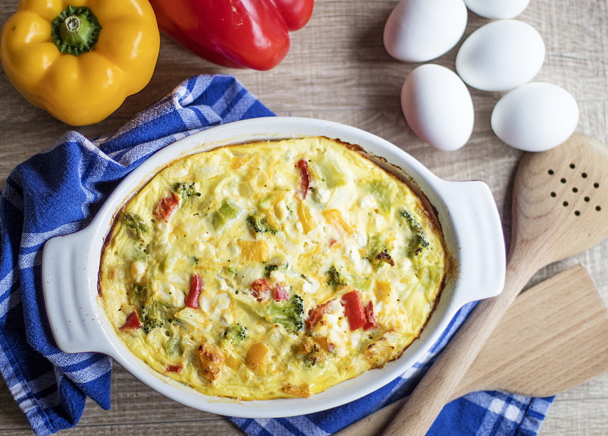 Freshly Baked Vegetable Quiche with Eggs and Peppers