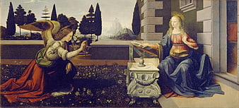 Leonardo da Vinci's The Annunciation Renaissance Painting