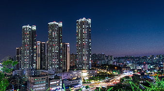 Seoul Night Skyline With Illuminated High-Rise Residential Towers