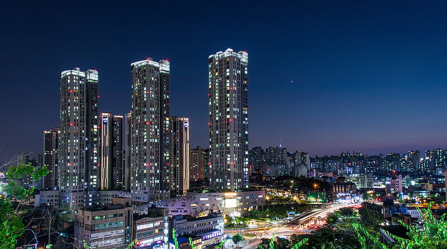 Seoul Night Skyline With Illuminated High-Rise Residential Towers