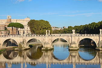 Ponte Sant'Angelo Bridge over Tiber River in Rome