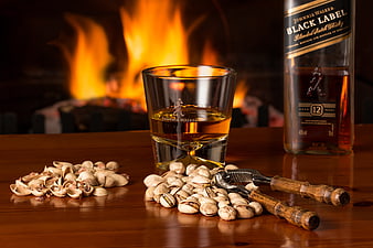 Whisky and Pistachios by Fireplace