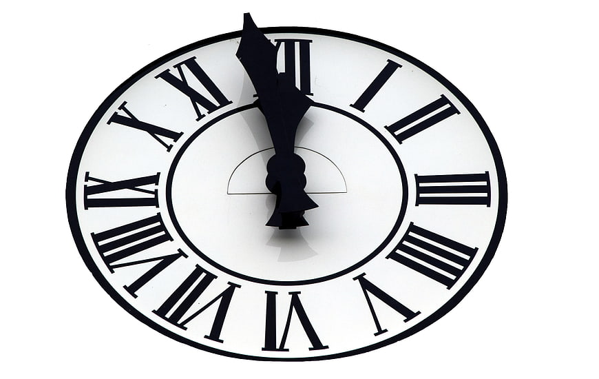 Black and White Clock Face With Roman Numerals
