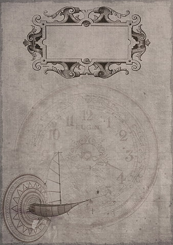 Vintage Sepia Nautical Clock and Ornate Frame Background