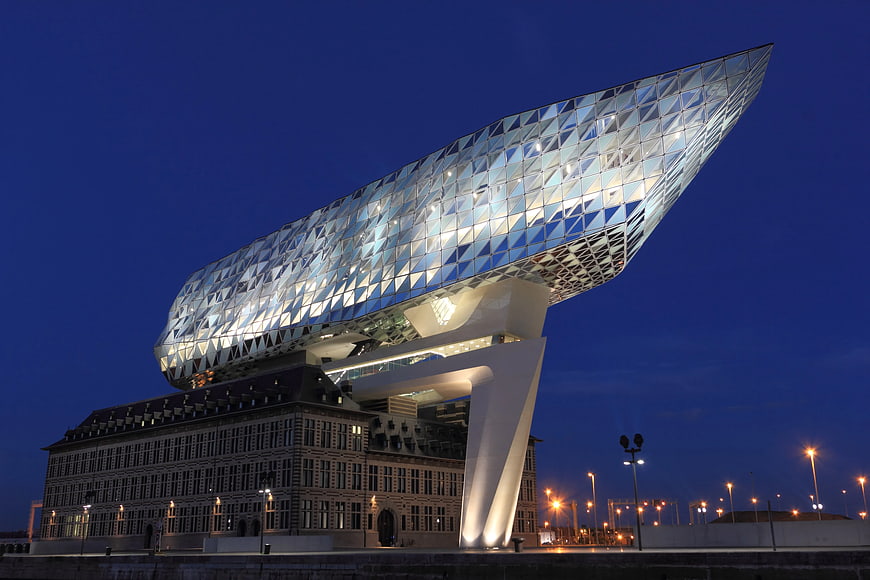 Low Angle Night View of Modern Glass Architecture