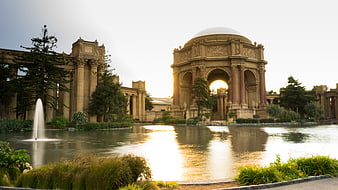 Palace of Fine Arts in San Francisco at Sunset